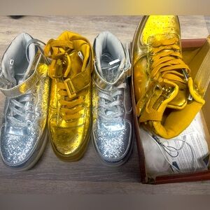 Lot of 2 Dema gold/silver high top lace up sneakers size 8.5M US EUR 40